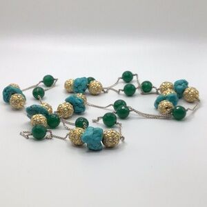 Turquoise and Gold Women’s Beaded Necklace